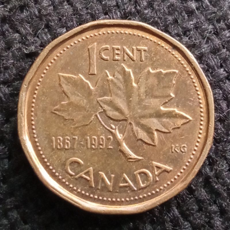 Koin Kuno Canada 1 Cent Commemorative tahun 1992