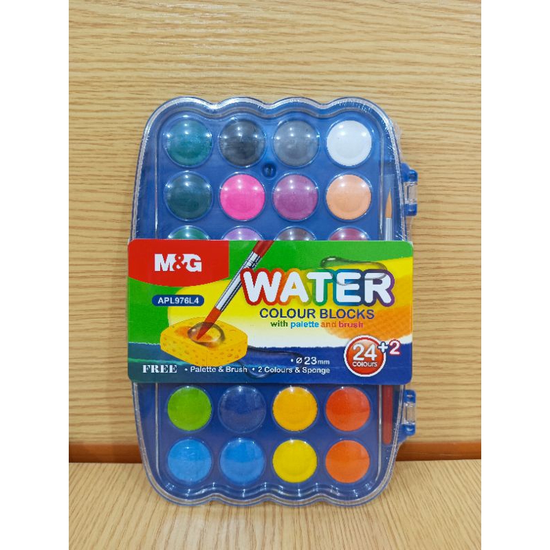 

M&G cat air/ water colour blocks with palette and brush 12 warna, 24,36
