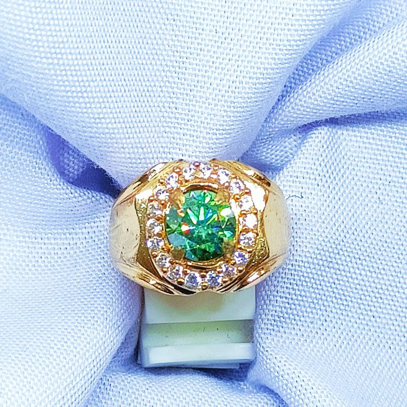 Cincin Green Moissanite 7mm
