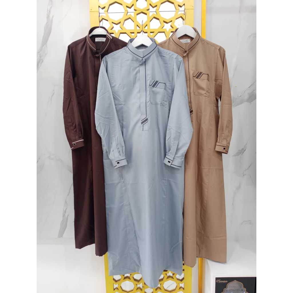 Jubah / Gamis Pria Dewasa AL Haramain Slimfit Premium Manset