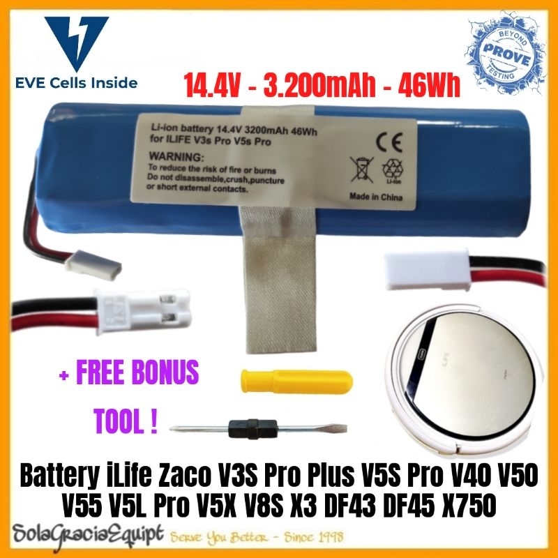 Batre / Baterai / Battery iLife V3S Pro Plus V5S Pro V8S  - 14.4V 3.200mAh