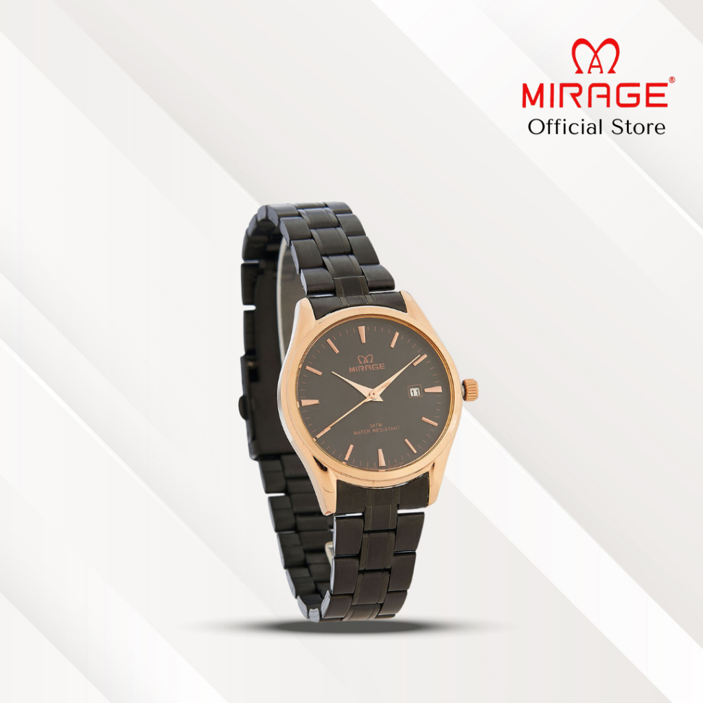 Mirage Jam Tangan Wanita Analog 8708 L Black Rose Gold Original Stainless