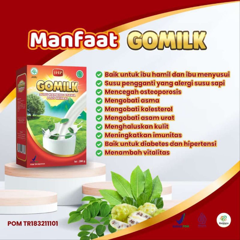 

Susu etawa plus herbal gomilk 200gr (stroberi, coklat, original)
