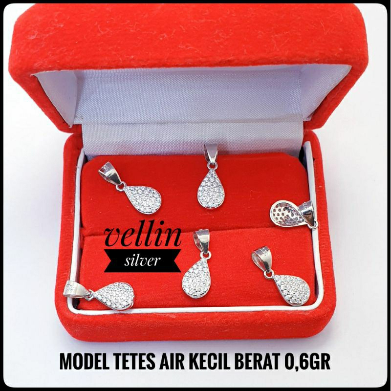 Liontin Perak 925 Lapis Emas Putih - Liontin Silver 925 Model Tetes Air Kecil