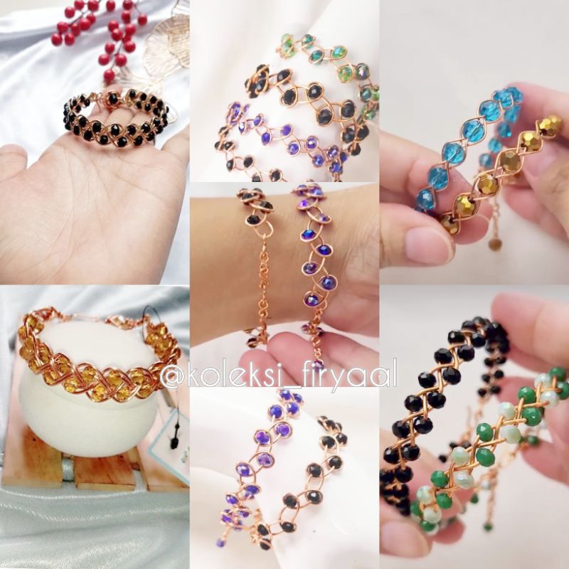 Gelang Tembaga Anyam Gelang Tembaga kristal Gelang Kristal Gelang manik-manik Gelang aesthetic Gelan