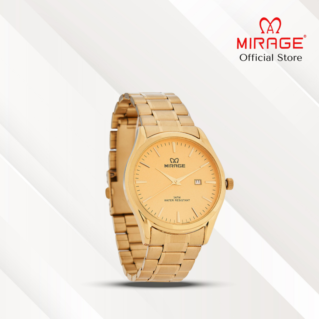 Mirage Jam Tangan Pria Analog 8708 M Gold Original Stainless