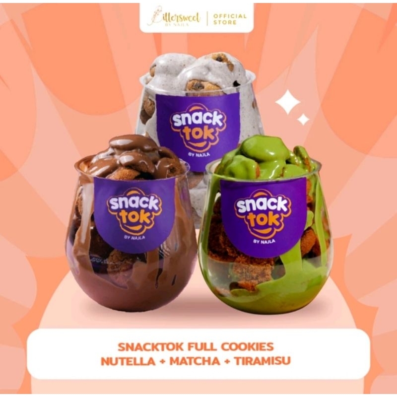 

BITTERSWEET BY NAJLA - SNACKTOK FULL COOKIES ( NUTELLA, MATCHA, TIRAMISU ) READY STOCK