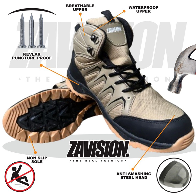 TERBARU NEW ZAVISION sepatu hiking safety ujung besi sepatu proyek tracking kerja lapangan sepatu