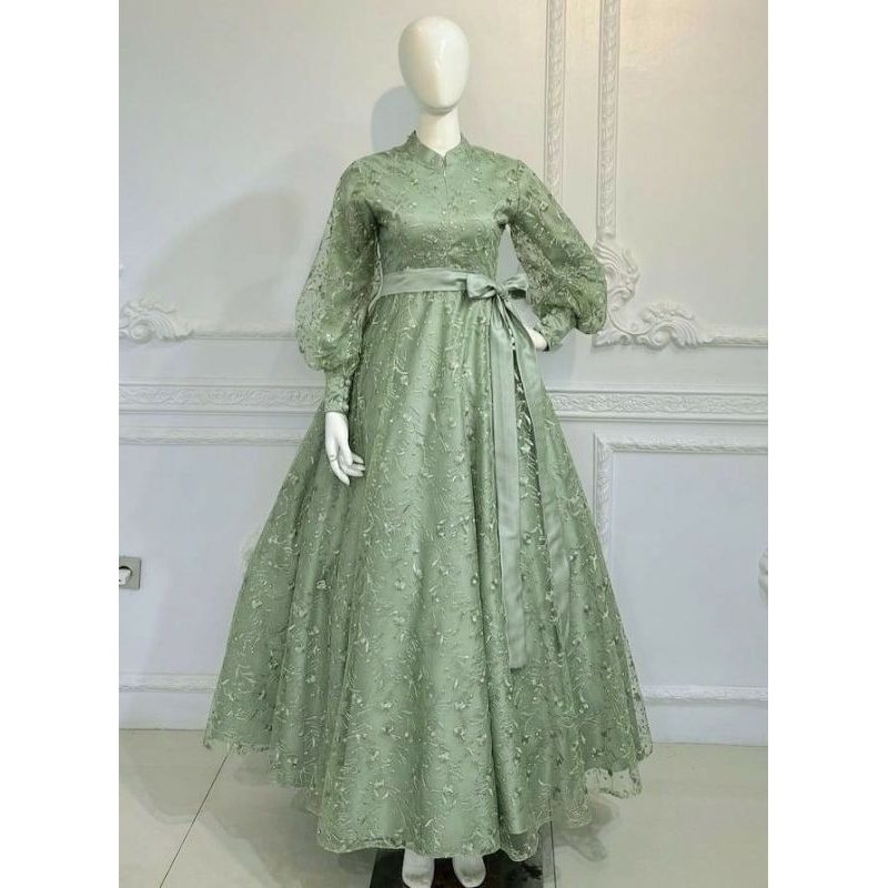 HS - Baju Pesta Wanita Muslim Kondangan | Baju muslim wanita terbaru 2024 Brukat Mewah Elegan / Baju