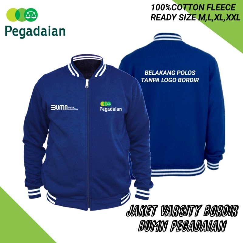 Jaket Varsity BORDIR Logo Pegadaian BUMN Jaket Seragam Terbaru Pegadaian
