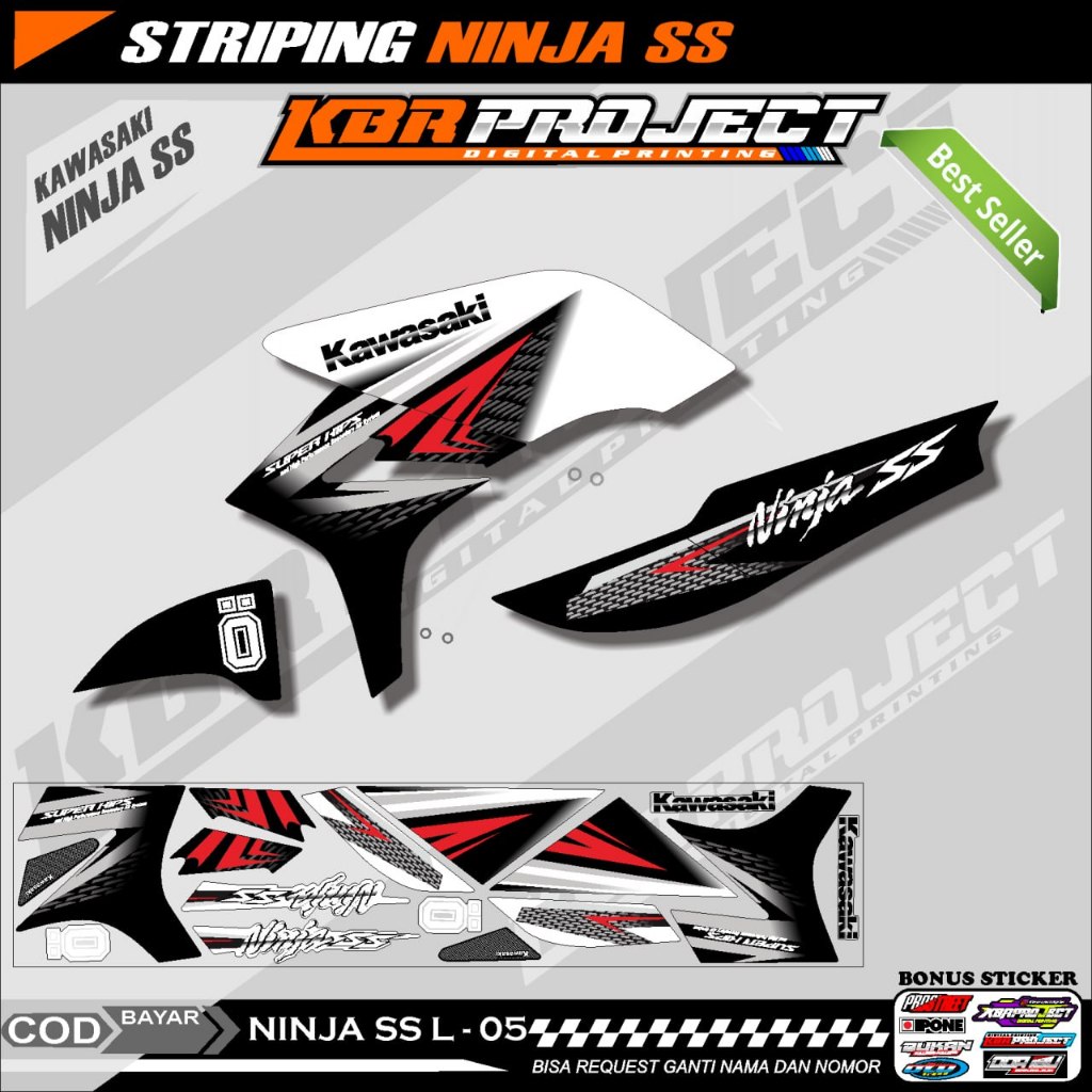 NINJA SS STIKER  STRIPING PREMIUM MOTOR KEREN LIS VARIASI NINJA SS STIKER MOTOR KAWASAKI DESAIN RACI