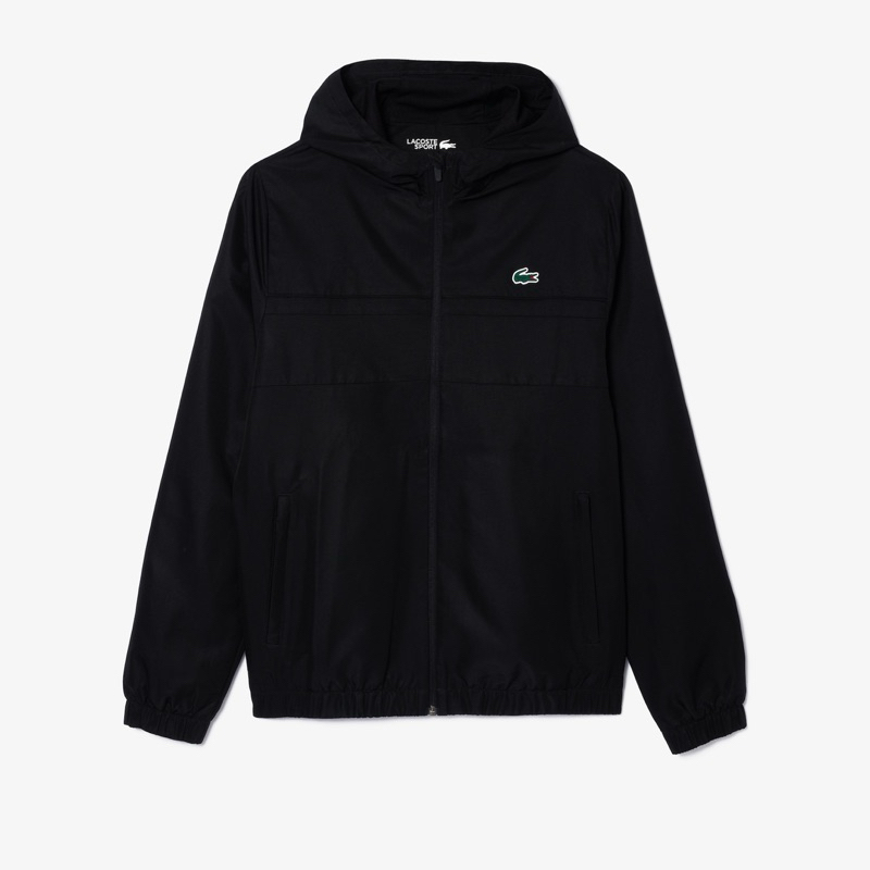 JACKET PRIA - LACOSTE FIBER ZIPPER HOODIE BLACK ORIGINAL AUTHENTIC