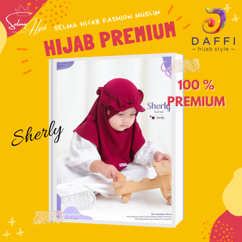Sherly Daffi Hijab Jilbab Instan Simple Khimar Anak Cantik Adem Bahan Jersey High Twist Premium