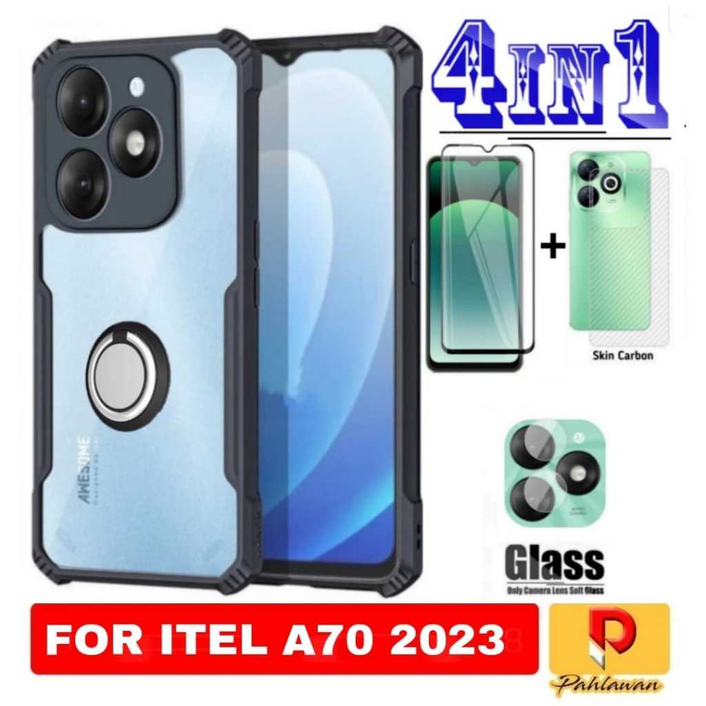 Hard Case ITEL A70 Case Armor Transparent Premium Case + Ring