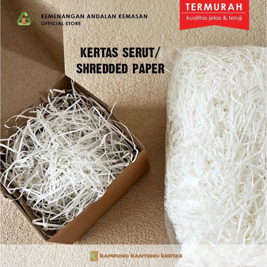 

50 Gram Kertas Serut WARNA PUTIH / Shredded Paper / Kertas Cacah / Bahan Grease Proof / Kertas untuk Packing Hampers