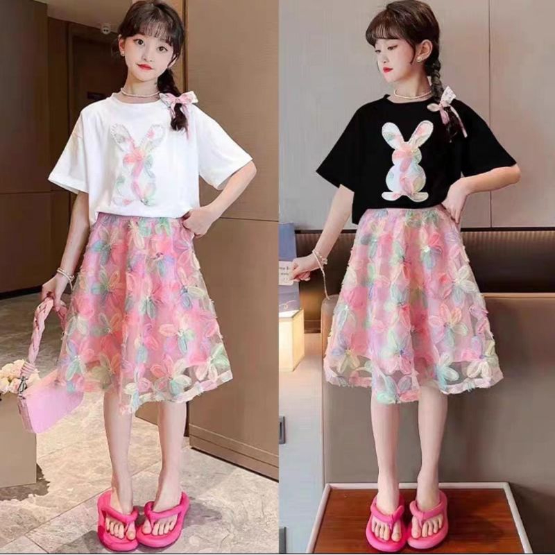 NEW ARRIVAL SETELAN ROK BANGKOK + ATASAN KELINCI MUTIARA BANGKOK IMPORT SUPER PREMIUM ANAK PEREMPUAN