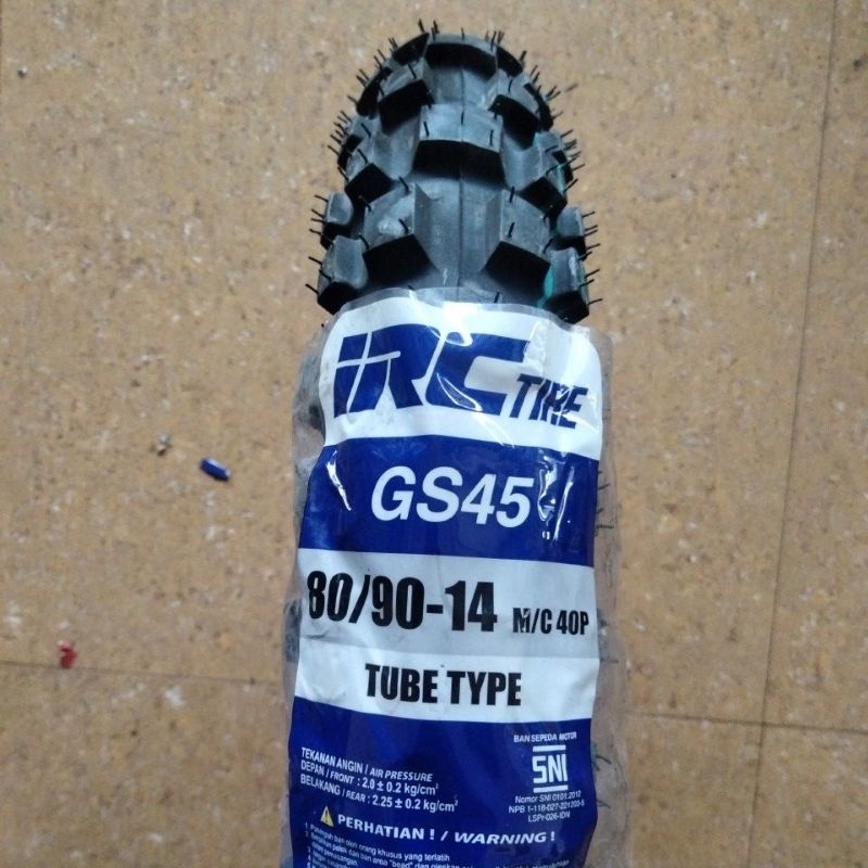 Ban Luar IRC 80/90 Ring 14 GS45 Motocross TT Ban Trail Depan Motor Matik Beat Vario Scoopy Mio Nex Trial Tril Tube Type Tubeless Non Tubles 275 809014 80 90 14 GS-45 Moto Cross GS 45