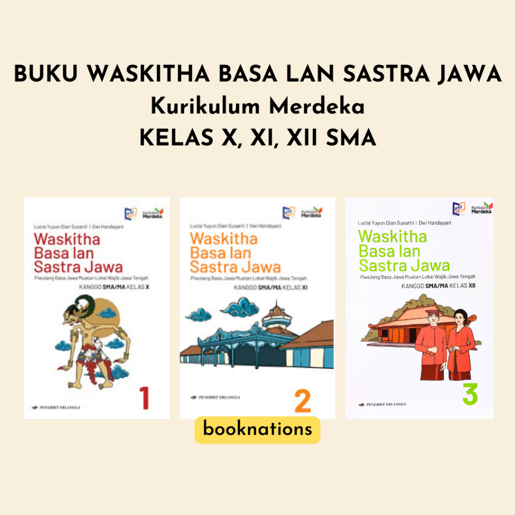 BUKU BAHASA JAWA WASKITHA BASA LAN SASTRA JAWA KELAS 10 11 12 SMA / MA ERLANGGA Kurikulum Merdeka