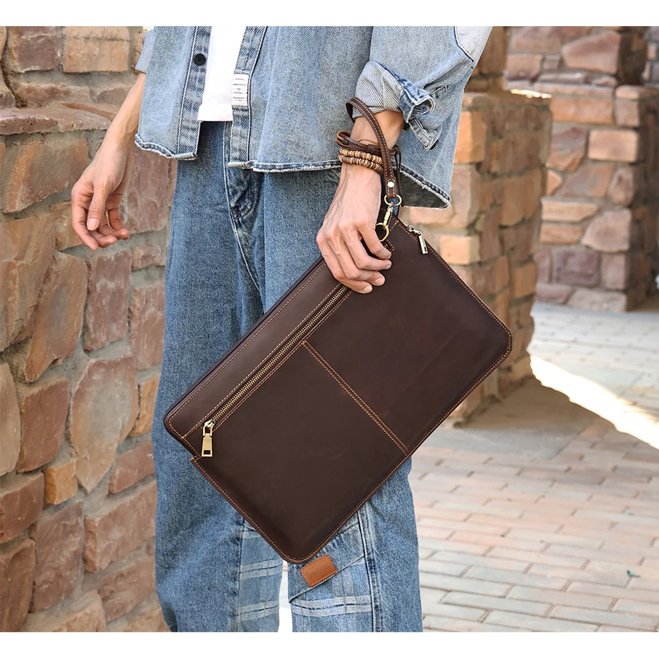 Tas Tangan Kulit Asli Pria - Handbag Clutch Kulit Sapi Asli Premium - Dompet Tas Genggam Kulit