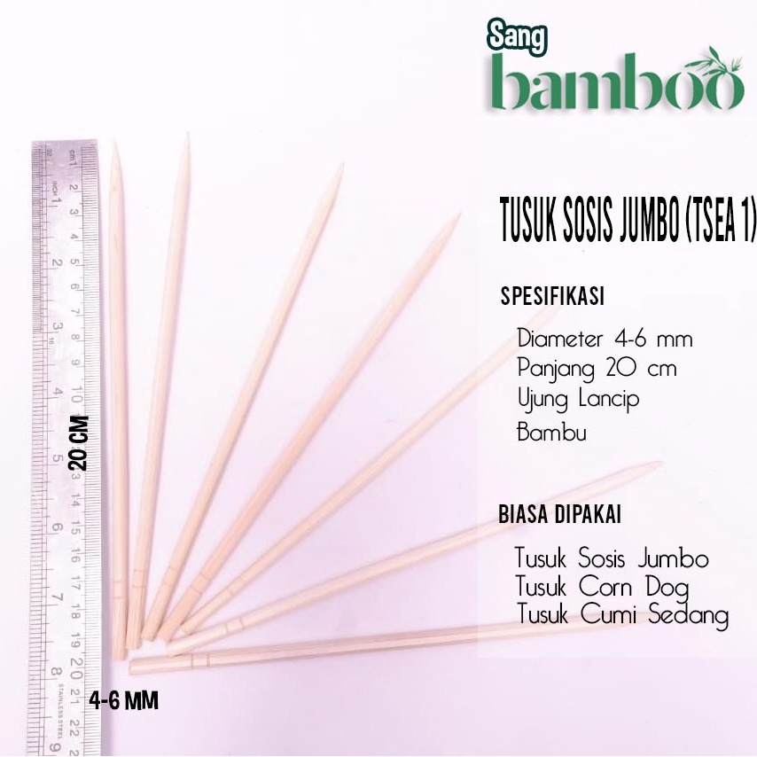 Clearance sale Tusuk CORNDOG isi 1 tebal 5 mm panjang 2 cm tusuk HottangSosis JUMBO dari bambu untuk