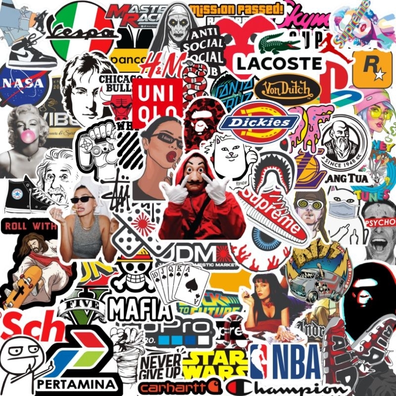 

20PCS Stiker RANDOM Brand Premium - STICKER TUMBLR MOTOR LAPTOP MOBIL