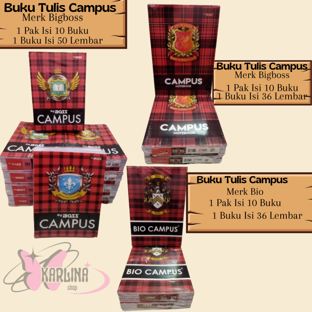 

Buku Tulis Campus Merk Bigboss Isi 50 Lembar dan 36 Lembar