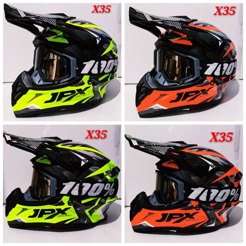 Helm Cross JPX Cross X35 Fluo Yellow Fluo Red + Goggle 100 Murah (2kg)