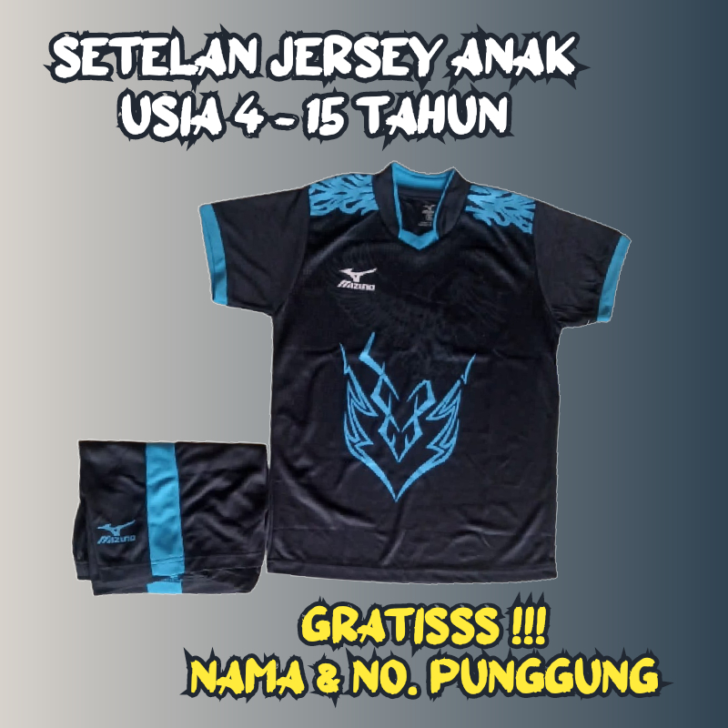 Kaos jersey olahraga bola futsal badminton Jersey anak usia 4-15 tahun