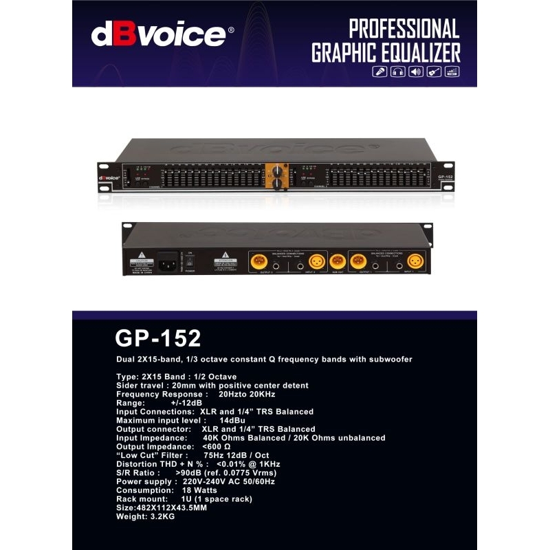 Equalizer dB Voice GP 152 Original dB Voice Plus Subwoofer GP 152 Original