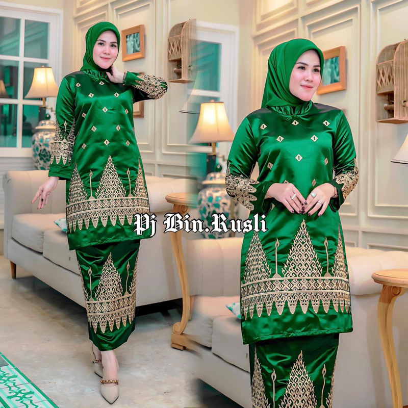 Setelan Tunik Bordir Manual| Baju Kurung Melayu| Stelan Rok| Baju Kondagan wanita| Baju Pesta Wanita