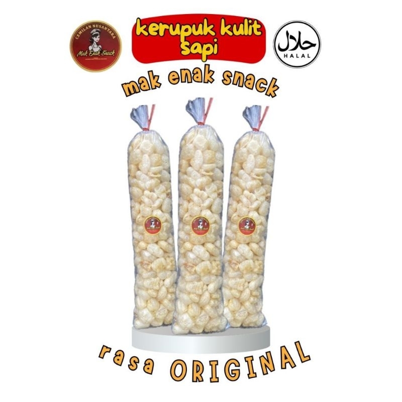 

200Gr - KERUPUK KULIT SAPI 200Gr Mak Enak Snack