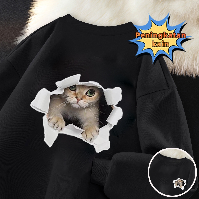 [COD] Sweater Wanita Pola anak kucing/Sweater Gaya Korea-hitam baju atasan wanita terbaru