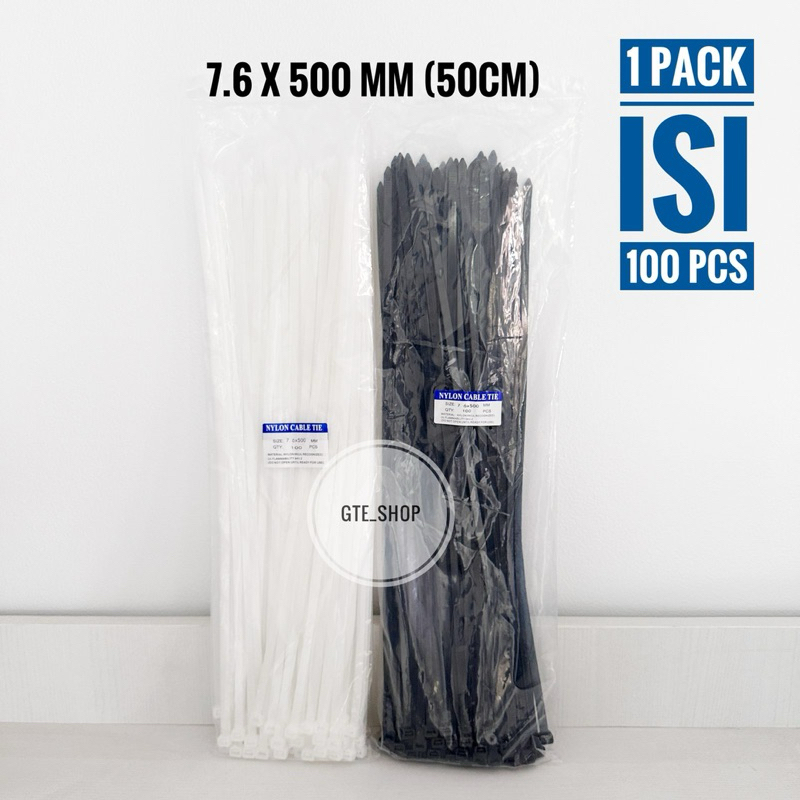 

Kabel Ties 7.6 x 500mm (50cm) PROMO TERMURAH Cabel Tie / Kabel Tie / Cabel Ties / Pengikat Kabel Putih dan Hitam Isi 100pcs