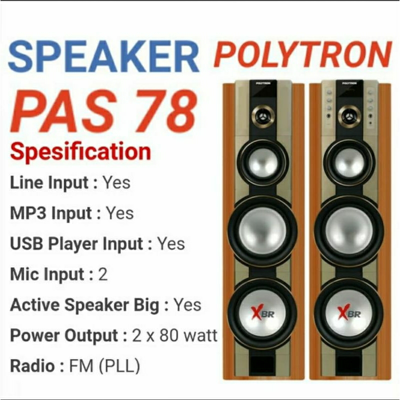 Polytron PAS 78 Aktif Speaker USB XBR Garansi Resmi SNI