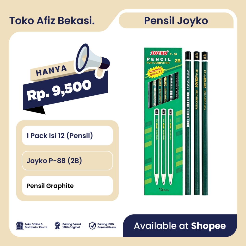 

Pensil 2B Joyko P-88 per Lusin