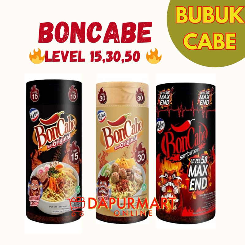 

Bubuk cabe Boncabe Bon cabe level 15,30, Max 50