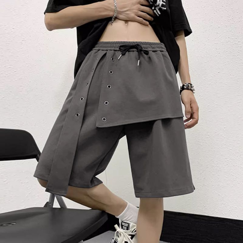 celana pendek Harajuku kulot pria variasi mata itik