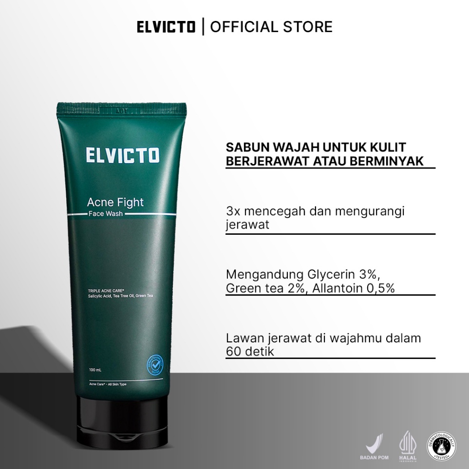Sale ELVICTO ACNE FIGHT FACE WASH  Facial Wash Pria untuk Kulit Berjerawat  Sabun Wajah Pria Dengan 