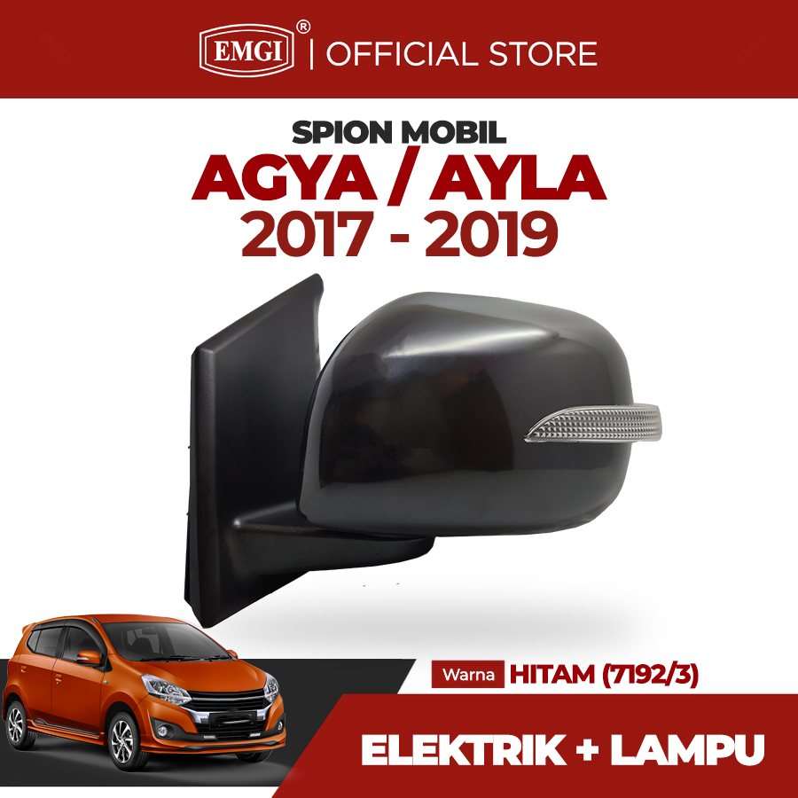 EMGI - Spion Mobil Agya / Ayla 2017 2018 2019 - Elektrik Lampu - Hitam