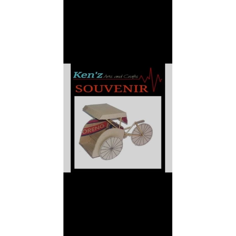 

prakarya/kerajinan kardus miniatur becak kardus