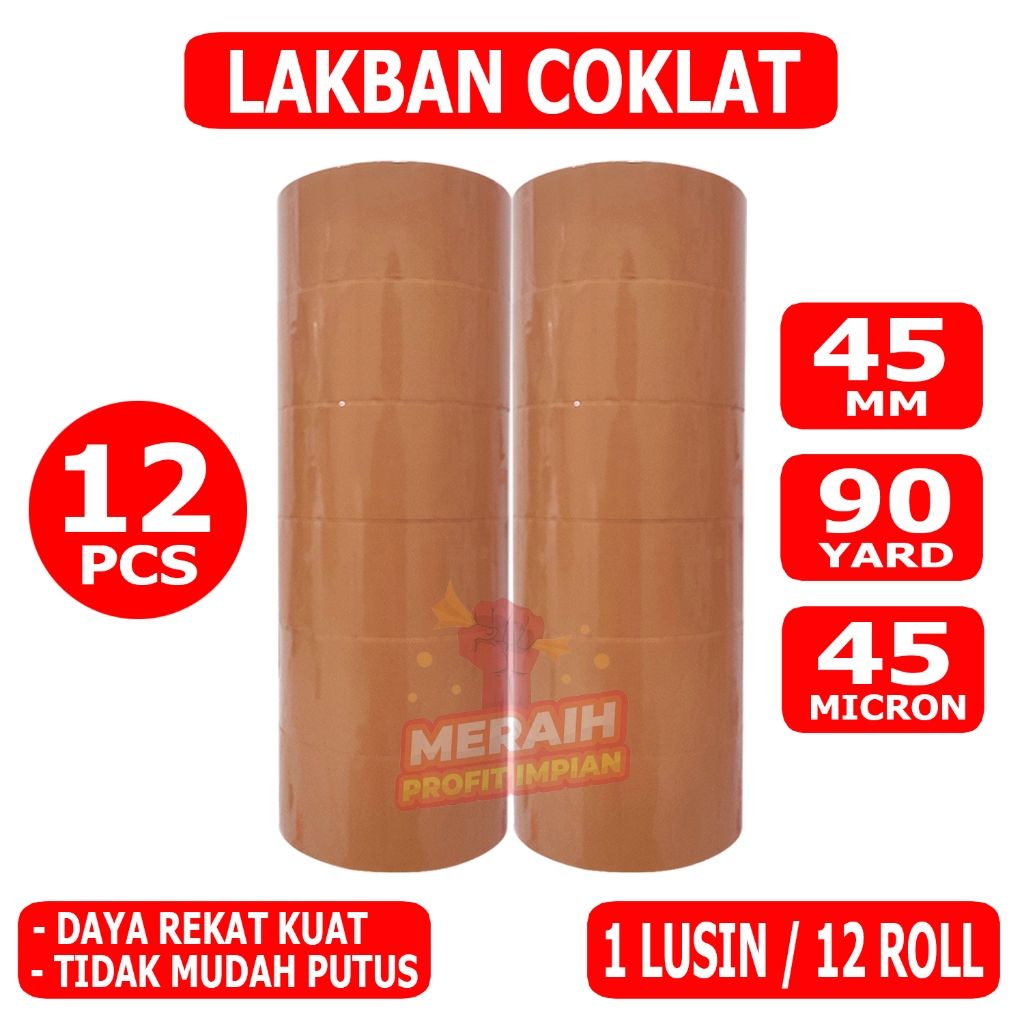 

1 LUSIN / 12 ROLL - Lakban Coklat 45 mm x 90 yard - Lakban Packing - Lakban MPI