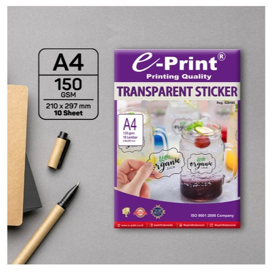 

STICKER TRANSPARAN / STIKER BENING / STICKER TRANSPARENT A4 E-PRINT 150 GSM 10 SHEETS