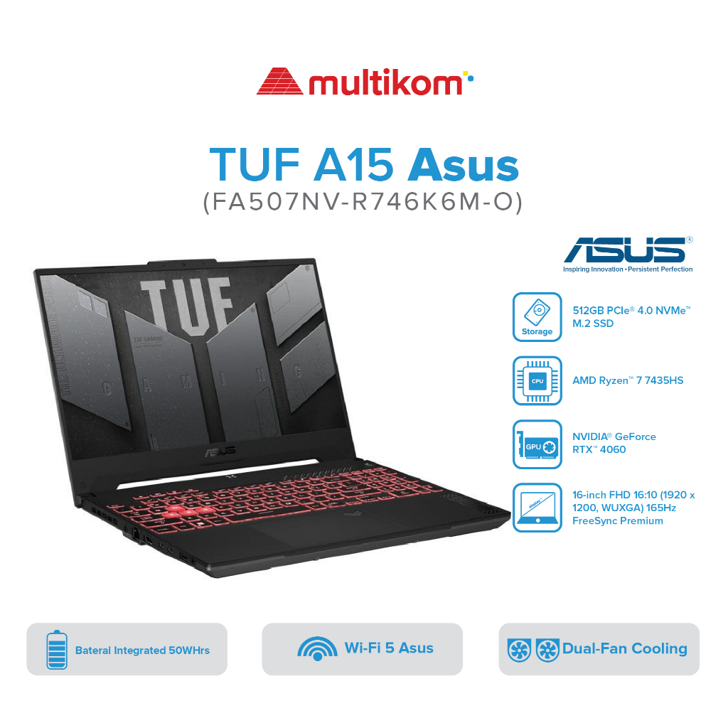Asus TUF A15 FA507NV-R746K6LM-O R7-7735HS 16GB 512SSD RTX4060 8GB 144Hz W11 OHS