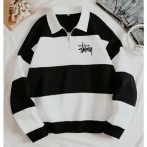 SWEATER RUGBY SALUR STUSSY KOMBINASI KERAH RESLETING PRIA WANITA