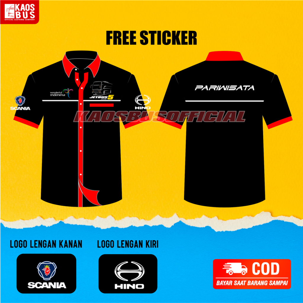 Kemeja Baju Bus Bis Mania Bismania Pariwisata Jetbus 5 Scania Hino Adiputro Wonderful Indonesia