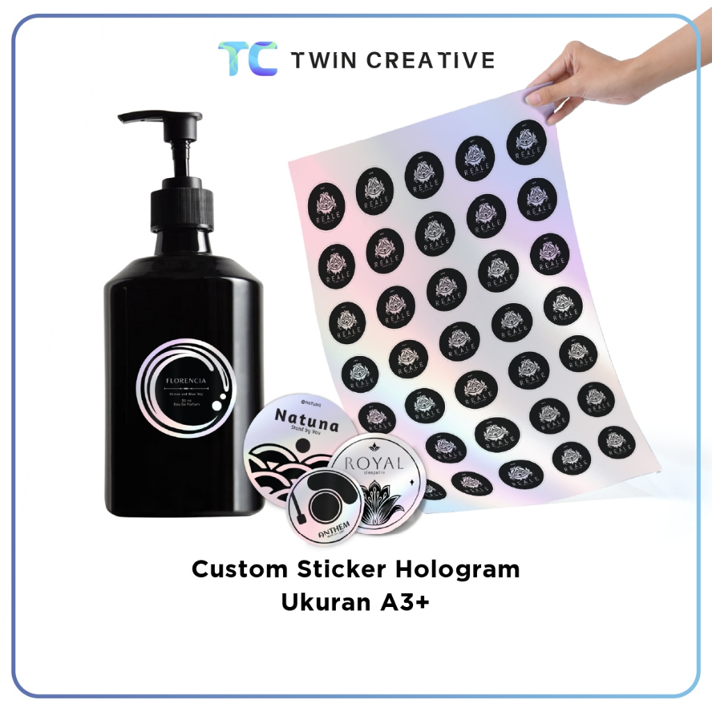

Cetak Sticker Hologram / Stiker Pelangi Free Cutting / Print Label - Stiker Hologram A3+