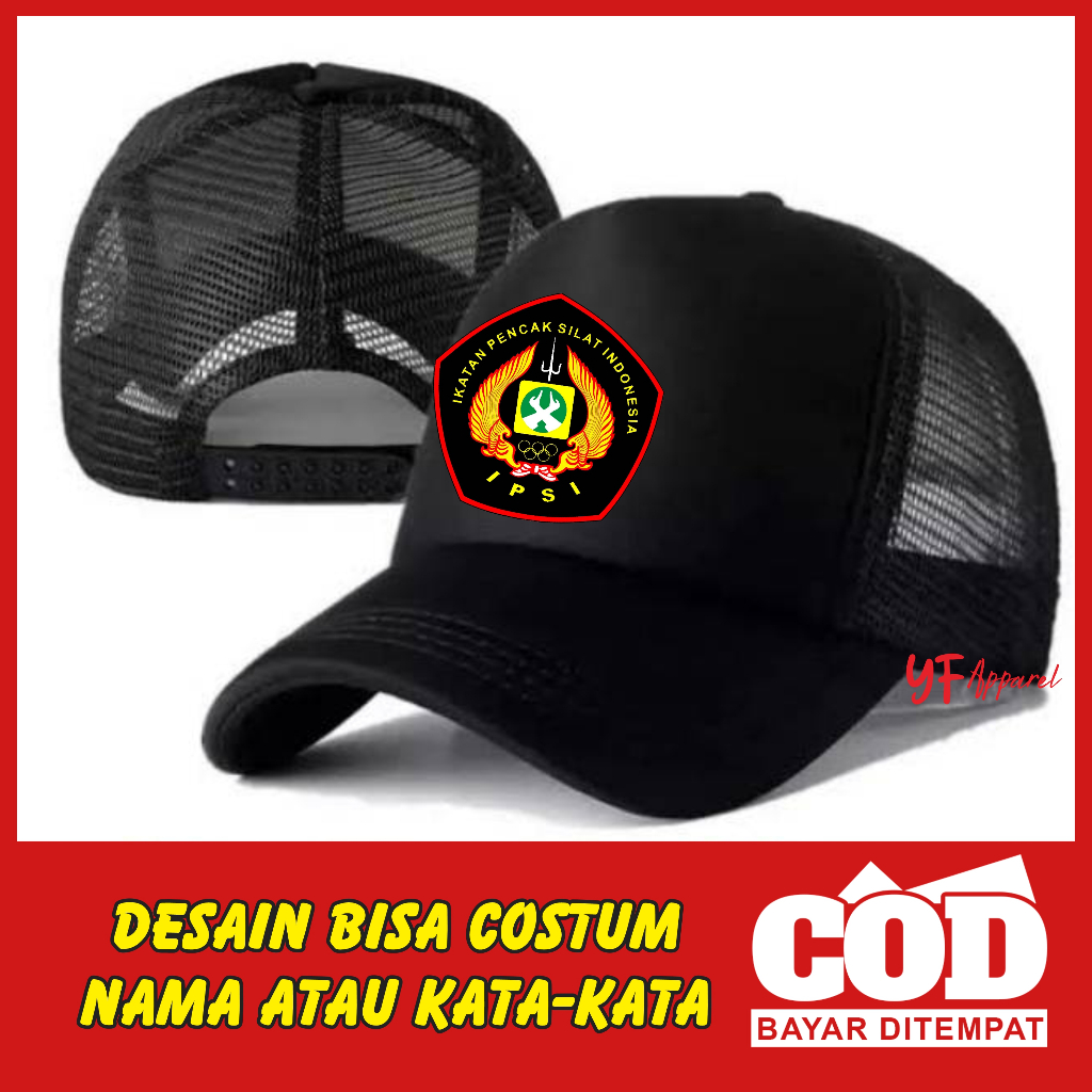 Topi Pencak Silat Indonesia Lambang Logo IPSI Topi Jaring Costum Satuan