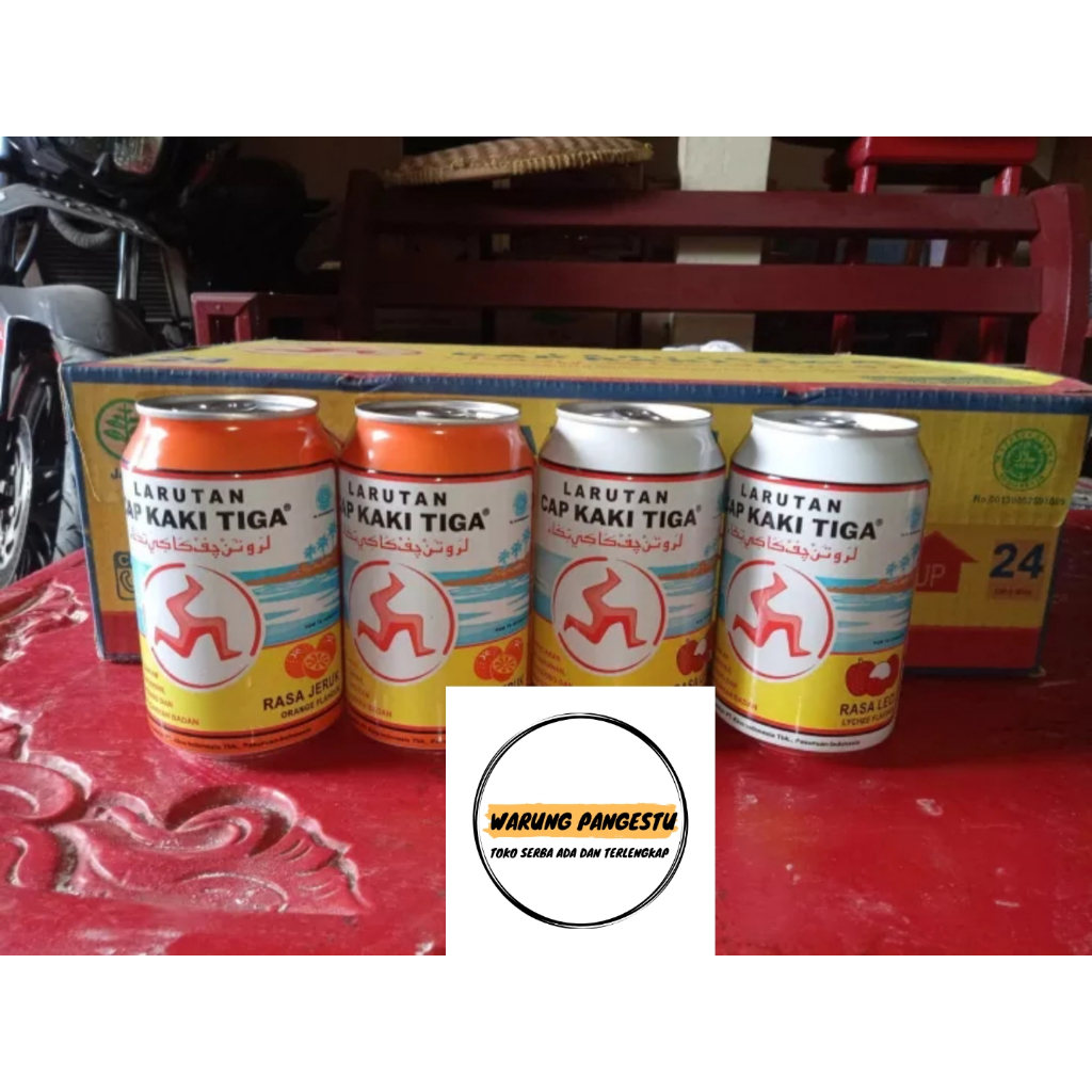

Larutan cap kaki tiga kaleng 320 ml ( rasa jambu, jeruk,leci dan strawberry ) 1 dus isi 24