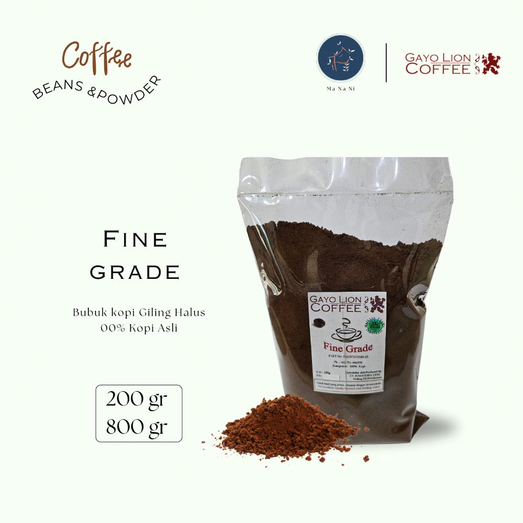 

Kopi Bubuk Fine Grade Gayo Lion Coffee Robusta 200 gr