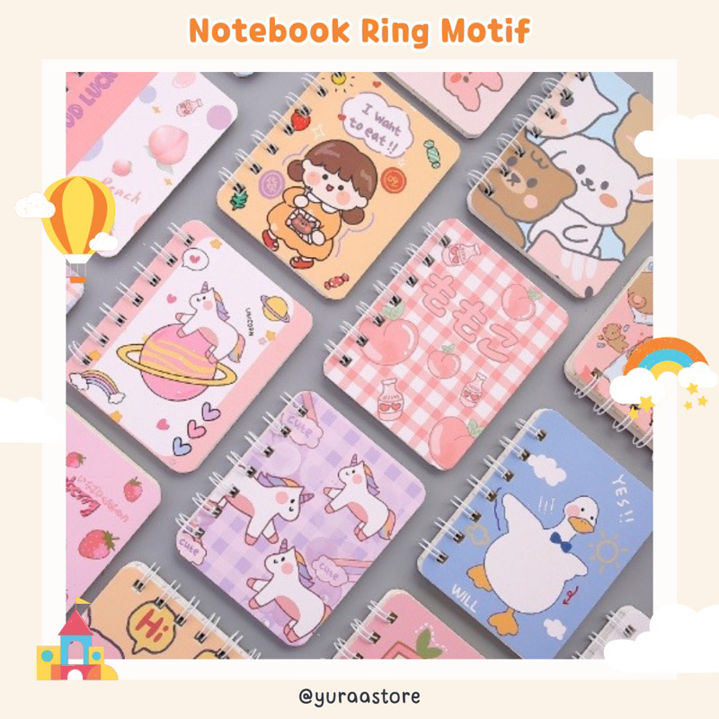 

NOTEBOOK RING MOTIF LUCU / BUKU CATATAN KECIL / NOTEBOOK MINI MOTIF / BUKU CATATAN RING